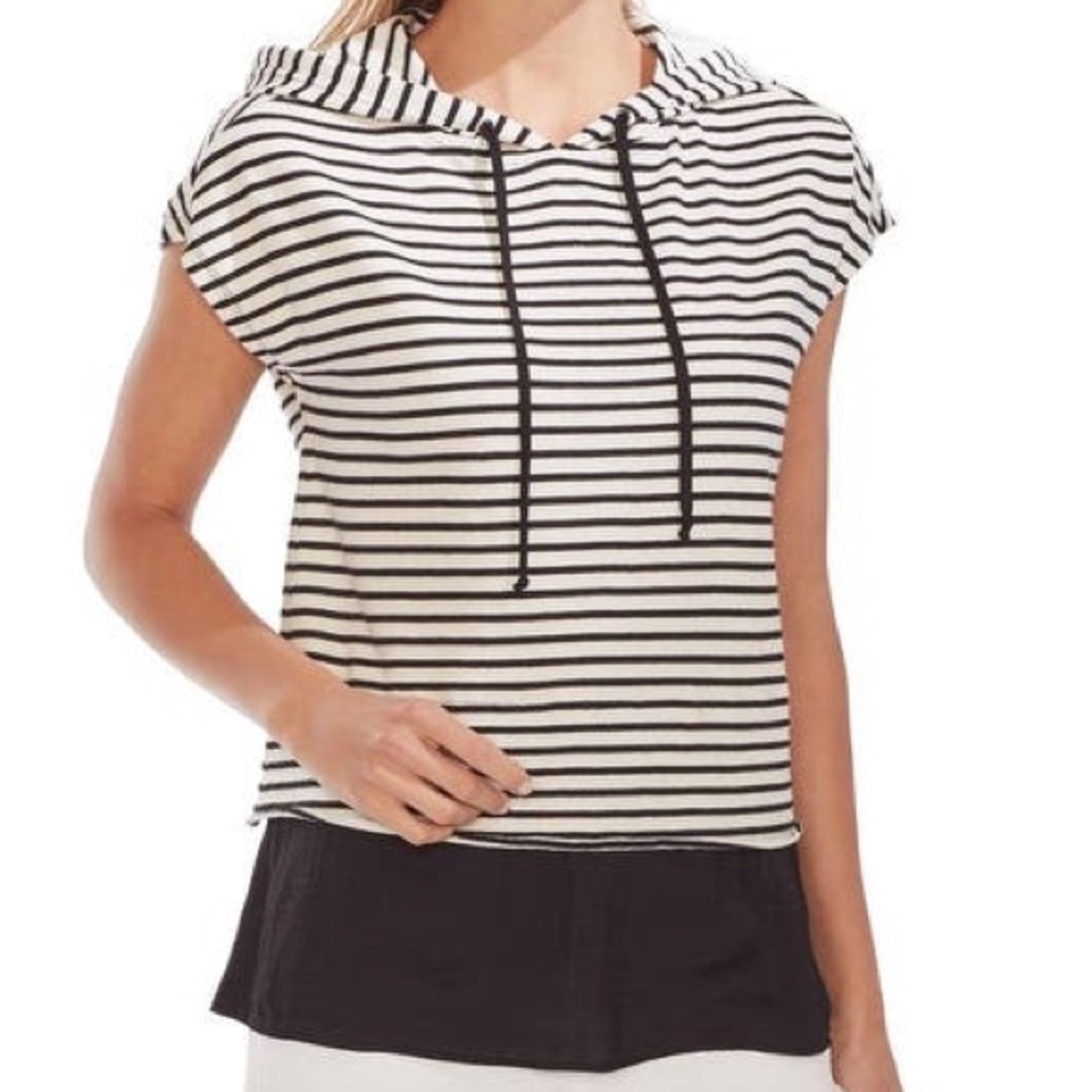 Vince Camuto pullover top striped hooded